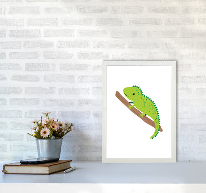 Children&#39;s Animals, Iguana Modern Print A3 Oak Frame