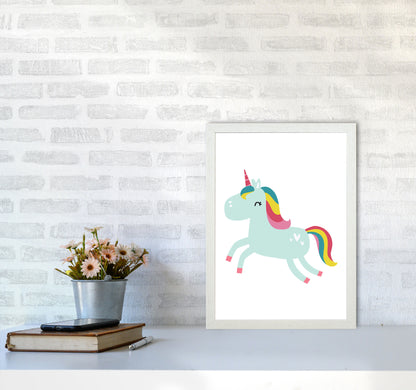 Children&#39;s Animals, Unicorn Modern Print A3 Oak Frame