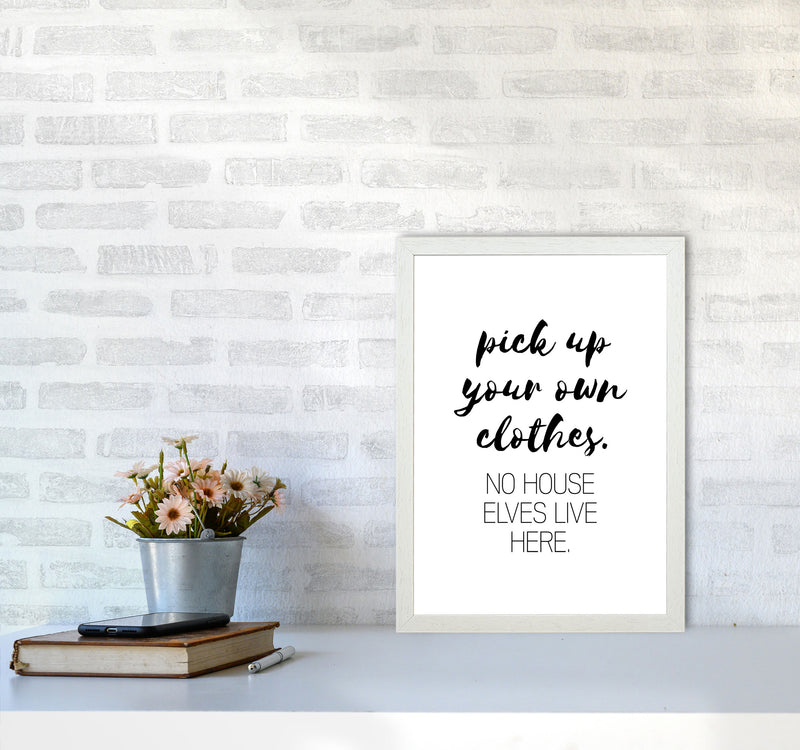 House Elves, Bathroom Framed Typography Wall Art Print A3 Oak Frame