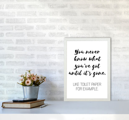 Toilet Paper, Bathroom Modern Print, Framed Bathroom Wall Art A3 Oak Frame