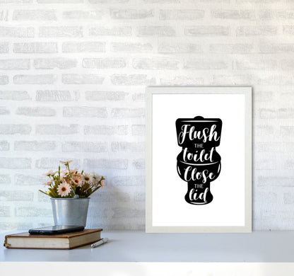Flush The Toilet, Bathroom Modern Print, Framed Bathroom Wall Art A3 Oak Frame