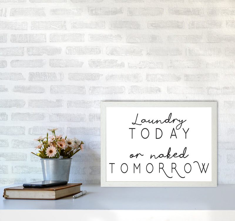 Laundry Today Landscape, Bathroom Modern Print, Framed Bathroom Wall Art A3 Oak Frame