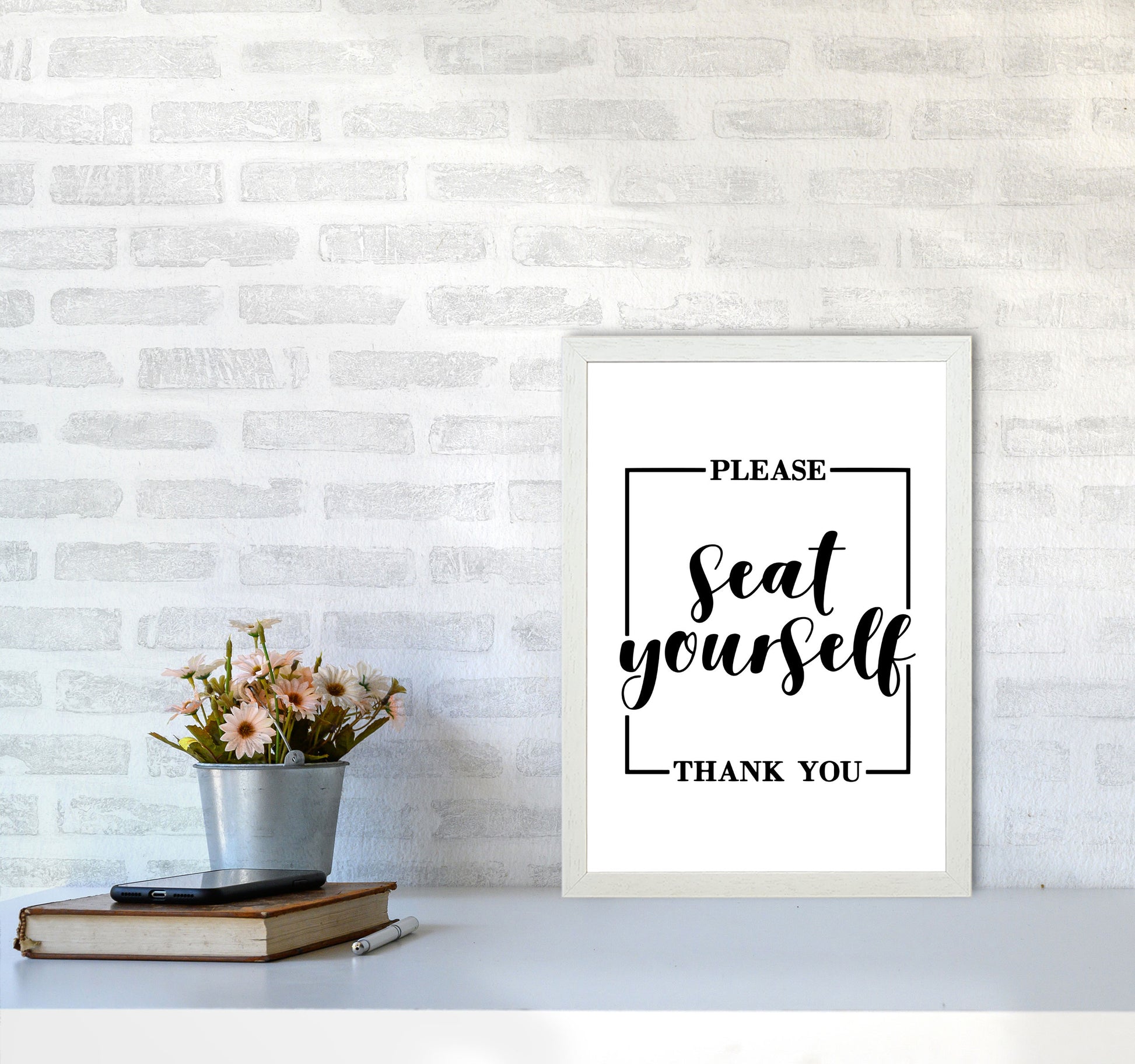 Seat Yourself, Bathroom Modern Print, Framed Bathroom Wall Art A3 Oak Frame
