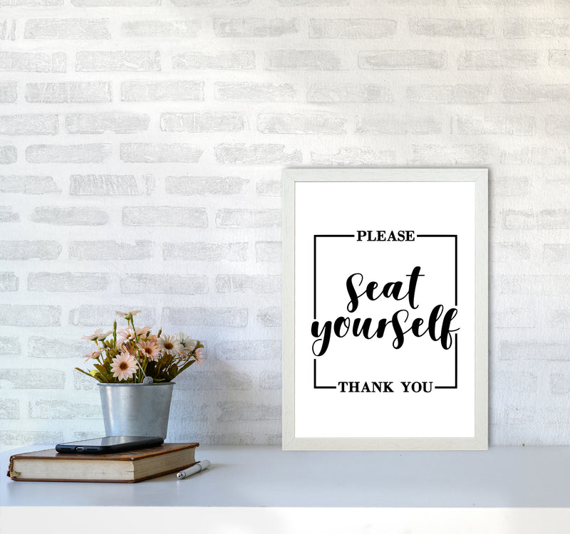 Seat Yourself, Bathroom Modern Print, Framed Bathroom Wall Art A3 Oak Frame