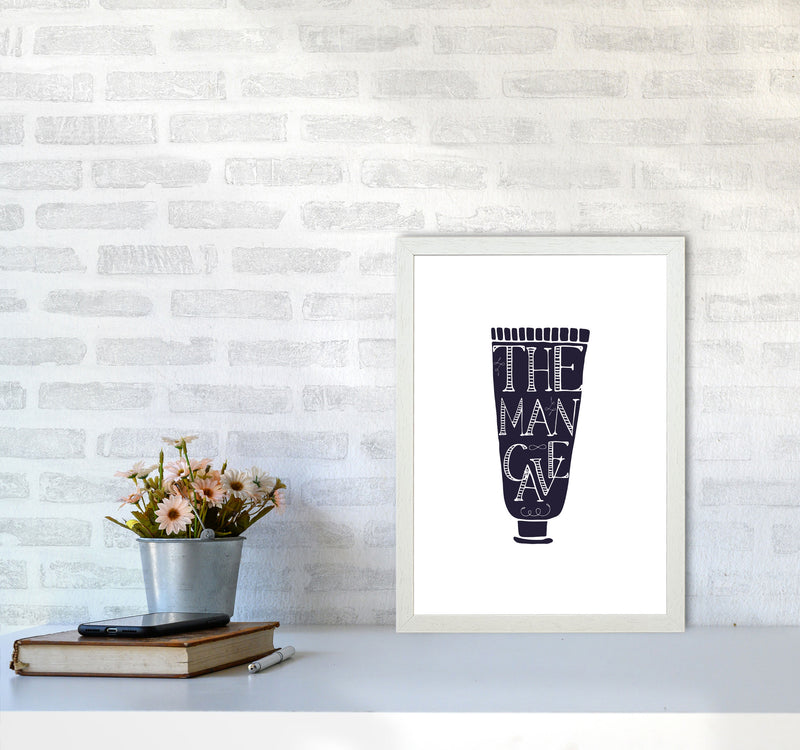 The Man Cave 1 Modern Print, Framed Bathroom Wall Art A3 Oak Frame