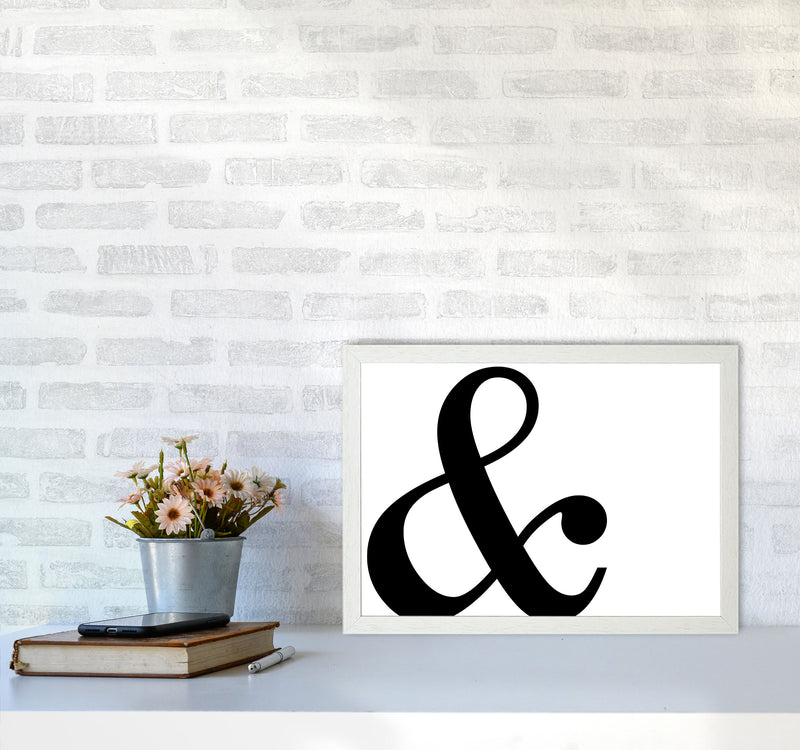 Ampersand Landscape Framed Typography Wall Art Print A3 Oak Frame