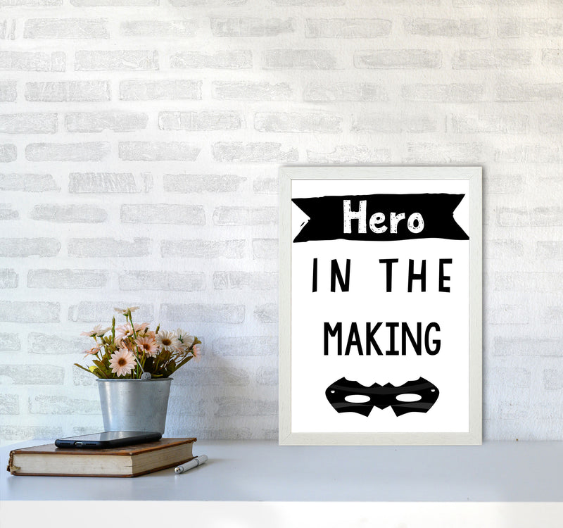 Hero In The Making Framed Nursey Wall Art Print A3 Oak Frame