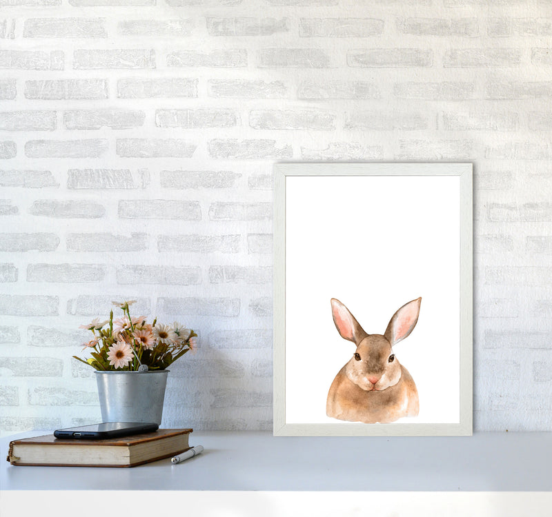 Forest Friends, Cute Bunny Modern Print Animal Art Print A3 Oak Frame