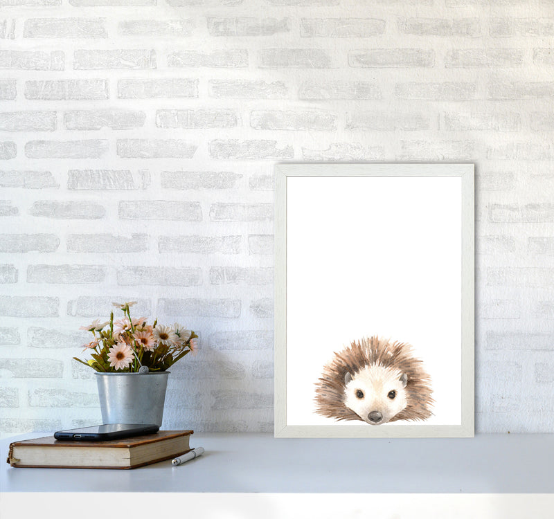 Forest Friends, Cute Hedgehog Modern Print Animal Art Print A3 Oak Frame