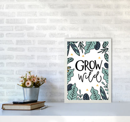 Grow Wild Floral Modern Print, Framed Kitchen Wall Art A3 Oak Frame