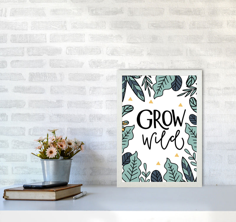 Grow Wild Floral Modern Print, Framed Kitchen Wall Art A3 Oak Frame