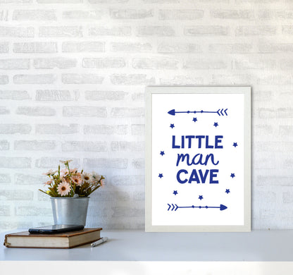 Little Man Cave Navy Arrows Framed Nursey Wall Art Print A3 Oak Frame