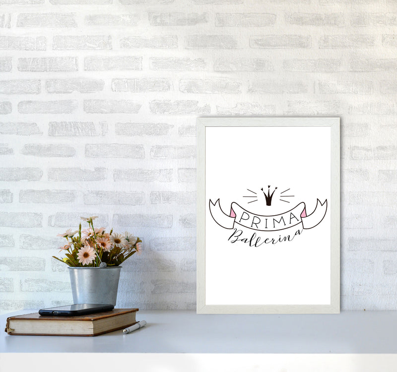 Prima Ballerina Framed Nursey Wall Art Print A3 Oak Frame