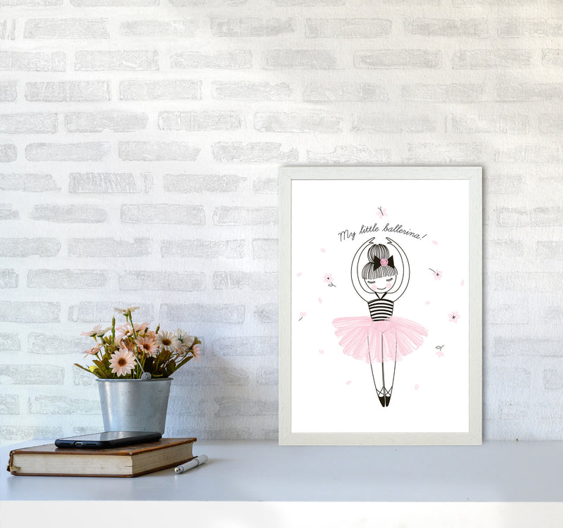 My Little Ballerina Framed Nursey Wall Art Print A3 Oak Frame