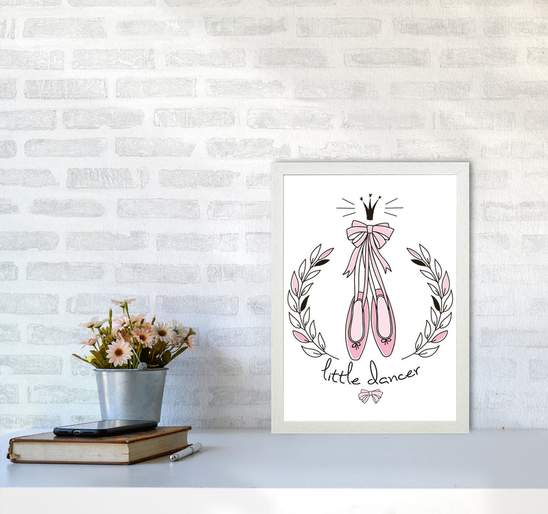 Little Dancer Shoes Framed Nursey Wall Art Print A3 Oak Frame
