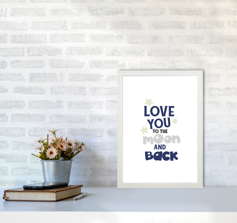 Love You To The Moon And Back Framed Typography Wall Art Print A3 Oak Frame