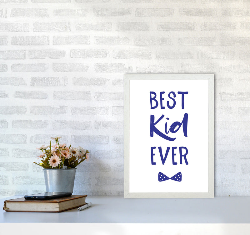 Best Kid Ever Navy Framed Nursey Wall Art Print A3 Oak Frame