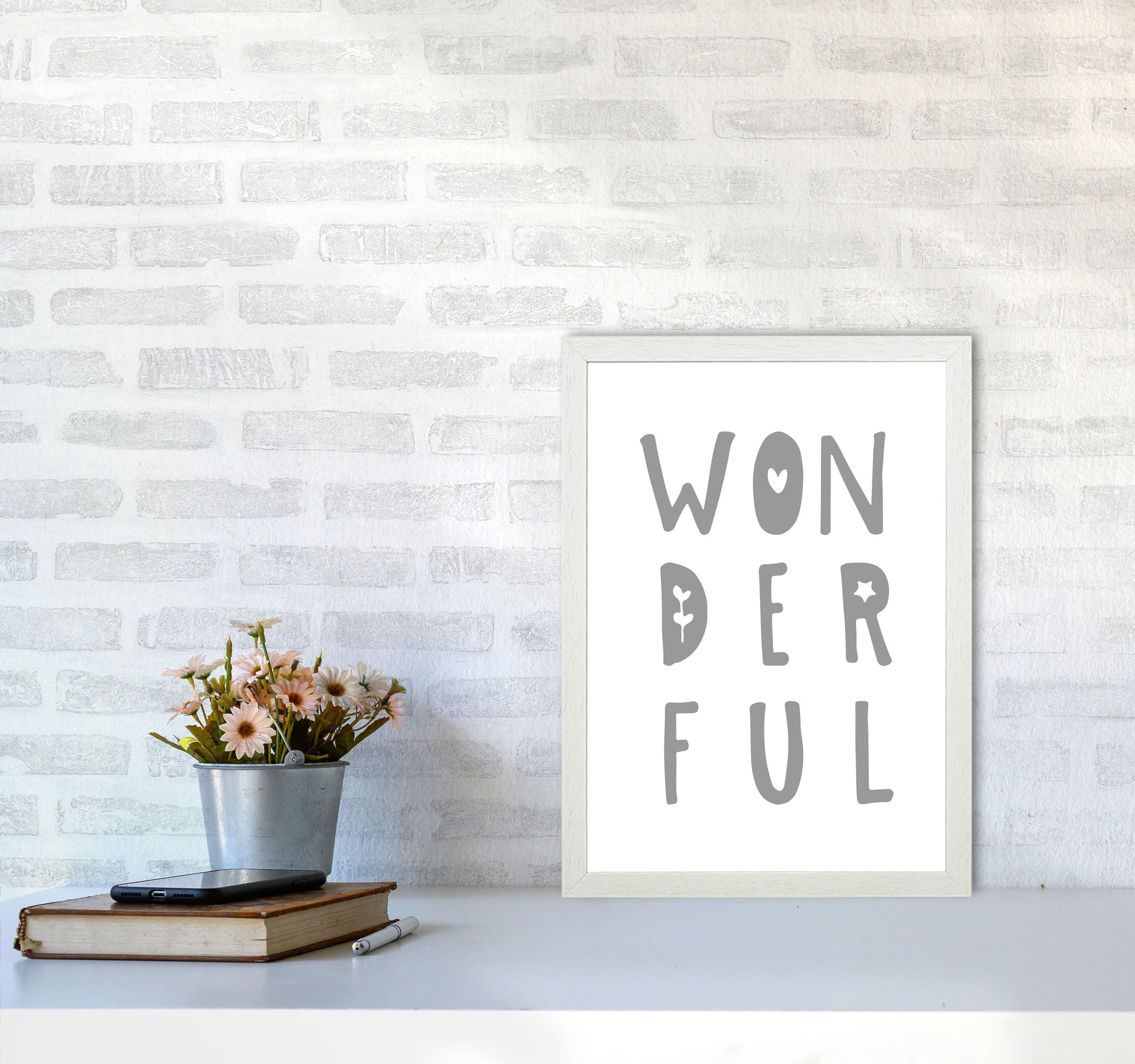 Wonderful Grey Framed Nursey Wall Art Print A3 Oak Frame