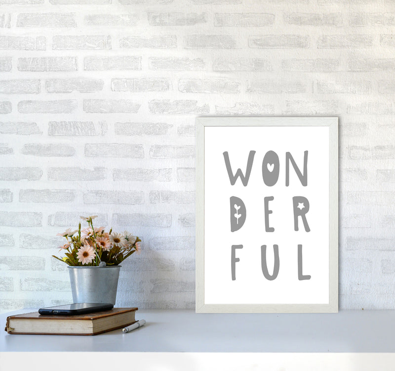 Wonderful Grey Framed Nursey Wall Art Print A3 Oak Frame