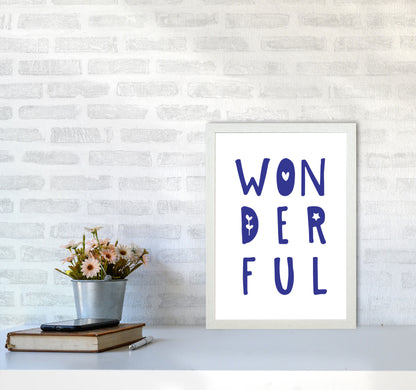 Wonderful Navy Framed Nursey Wall Art Print A3 Oak Frame