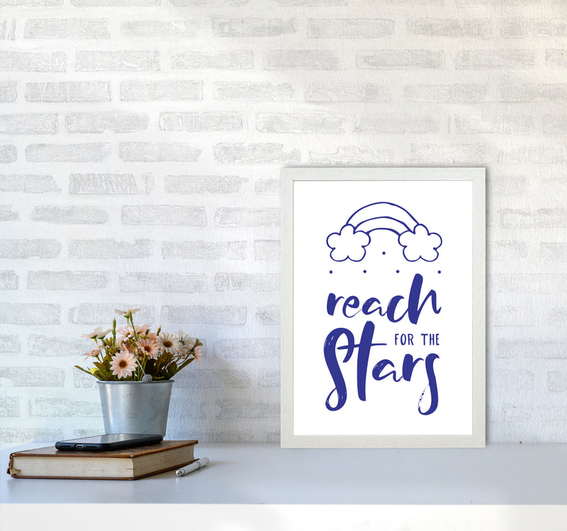 Reach For The Stars Navy Modern Print A3 Oak Frame