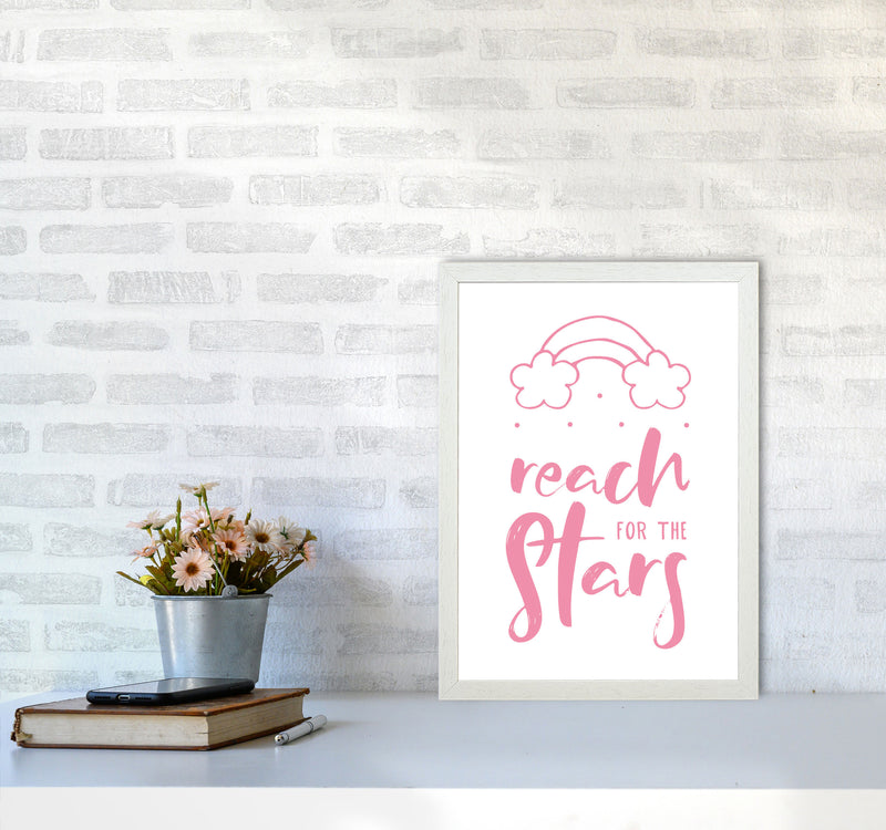 Reach For The Stars Pink Modern Print A3 Oak Frame