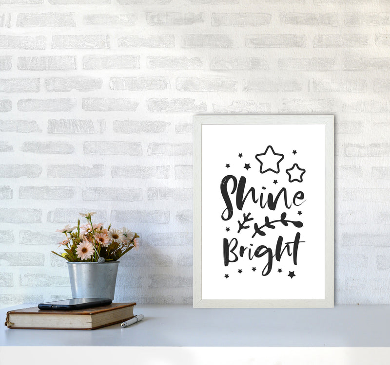 Shine Bright Black Framed Nursey Wall Art Print A3 Oak Frame