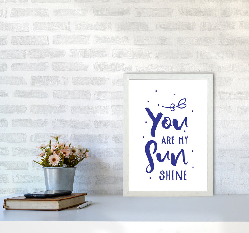 You Are My Sunshine Navy Modern Print A3 Oak Frame