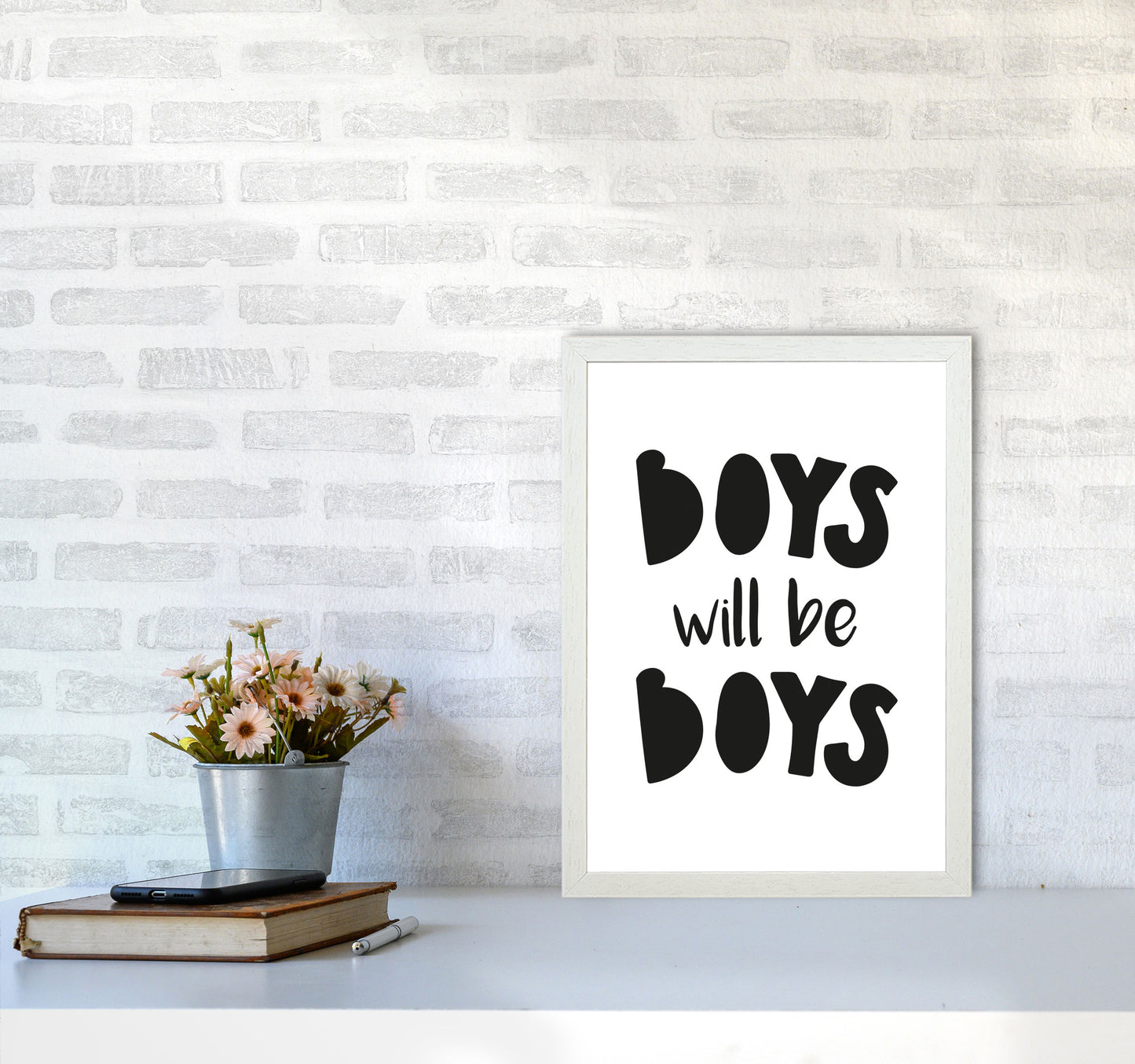 Boys Will Be Boys Framed Nursey Wall Art Print A3 Oak Frame