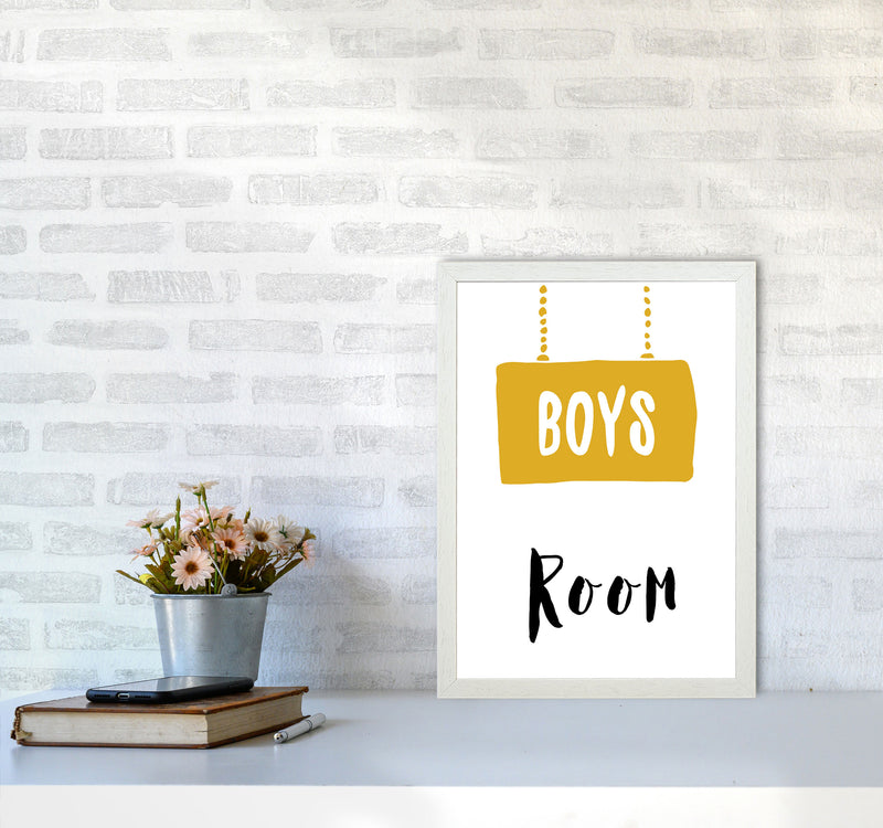 Boys Room Mustard Framed Nursey Wall Art Print A3 Oak Frame
