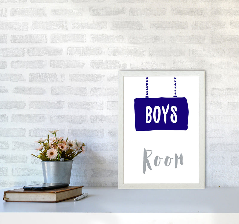 Boys Room Navy Framed Nursey Wall Art Print A3 Oak Frame