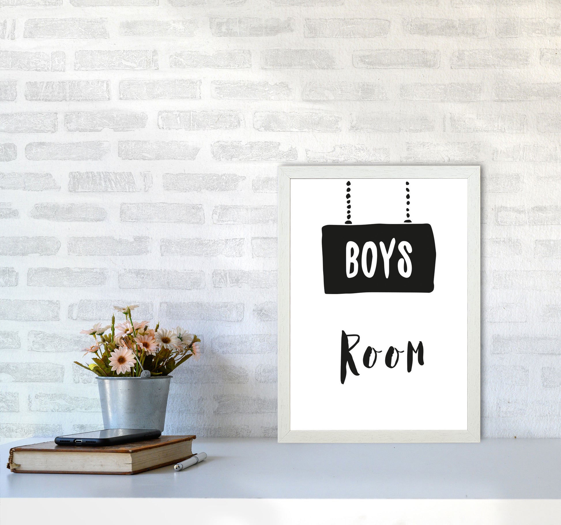 Boys Room Black Framed Nursey Wall Art Print A3 Oak Frame