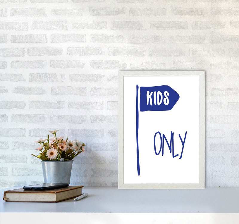 Kids Only Navy Framed Nursey Wall Art Print A3 Oak Frame