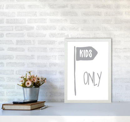Kids Only Grey Framed Nursey Wall Art Print A3 Oak Frame