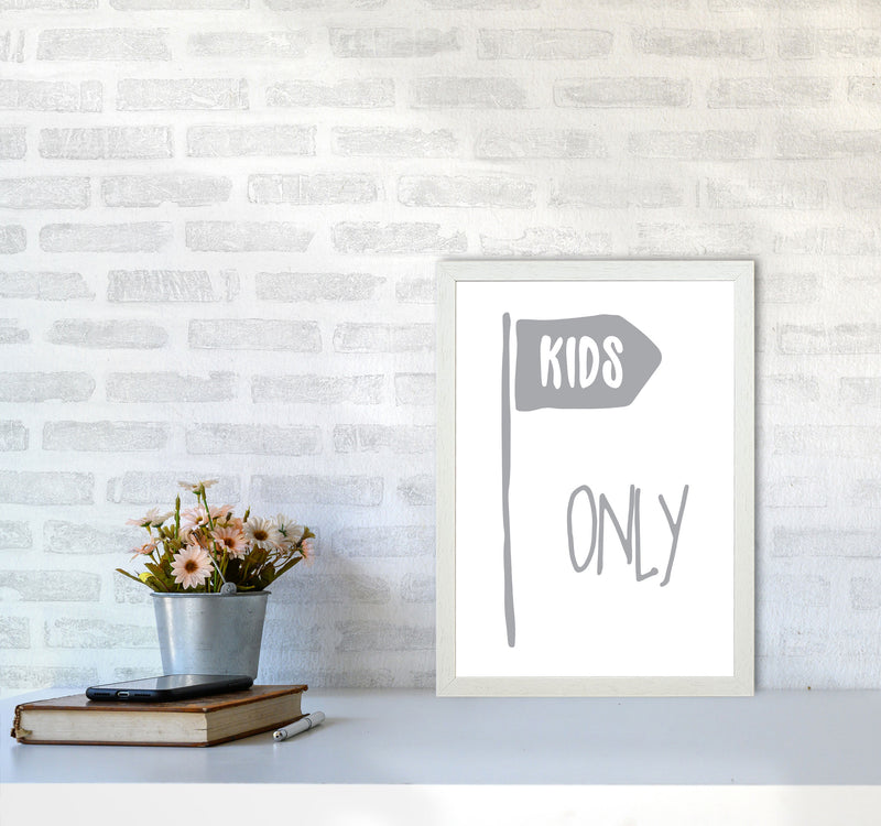 Kids Only Grey Framed Nursey Wall Art Print A3 Oak Frame