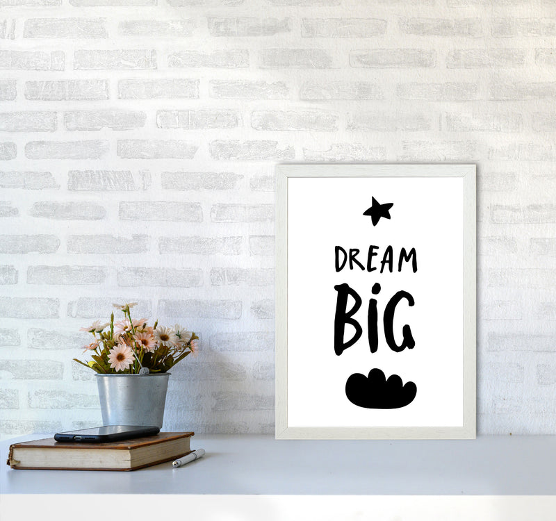 Dream Big Black Framed Typography Wall Art Print A3 Oak Frame