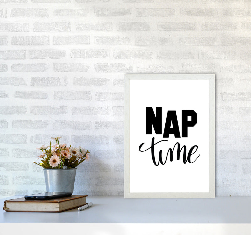 Nap Time Black Framed Typography Wall Art Print A3 Oak Frame