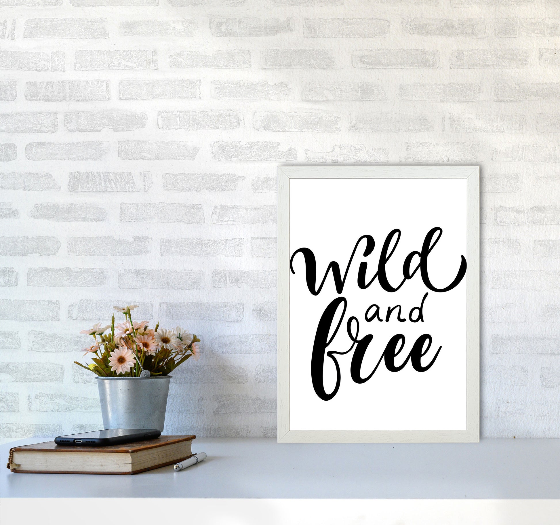 Wild And Free Modern Print A3 Oak Frame