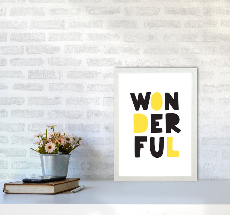 Wonderful Black And Yellow Framed Nursey Wall Art Print A3 Oak Frame