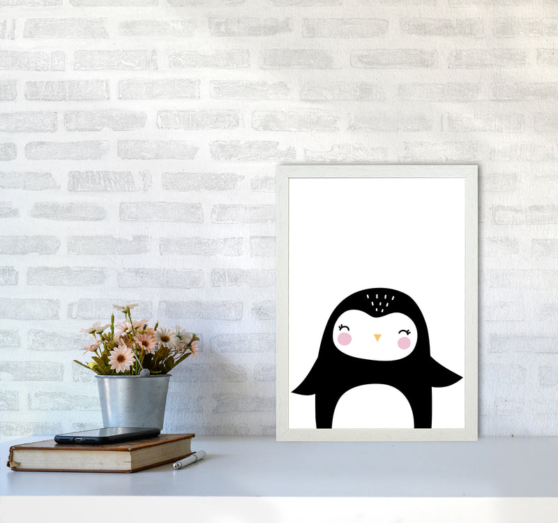 Penguin Modern Print Animal Art Print A3 Oak Frame