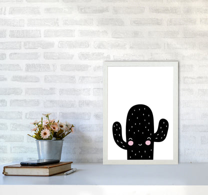 Black Scandi Cactus Modern Print, Framed Botanical & Nature Art Print A3 Oak Frame