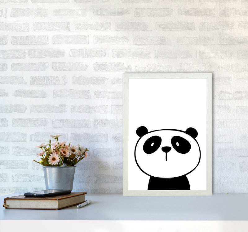 Scandi Panda Framed Nursey Wall Art Print A3 Oak Frame
