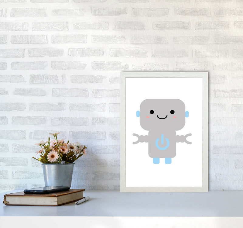 Robot Framed Nursey Wall Art Print A3 Oak Frame