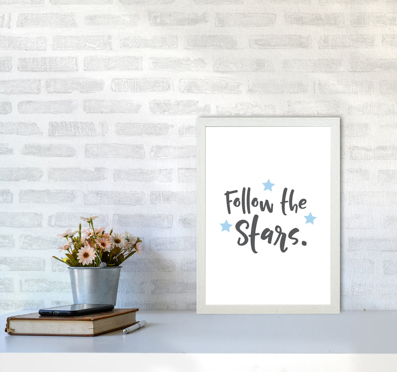 Follow The Stars Framed Typography Wall Art Print A3 Oak Frame