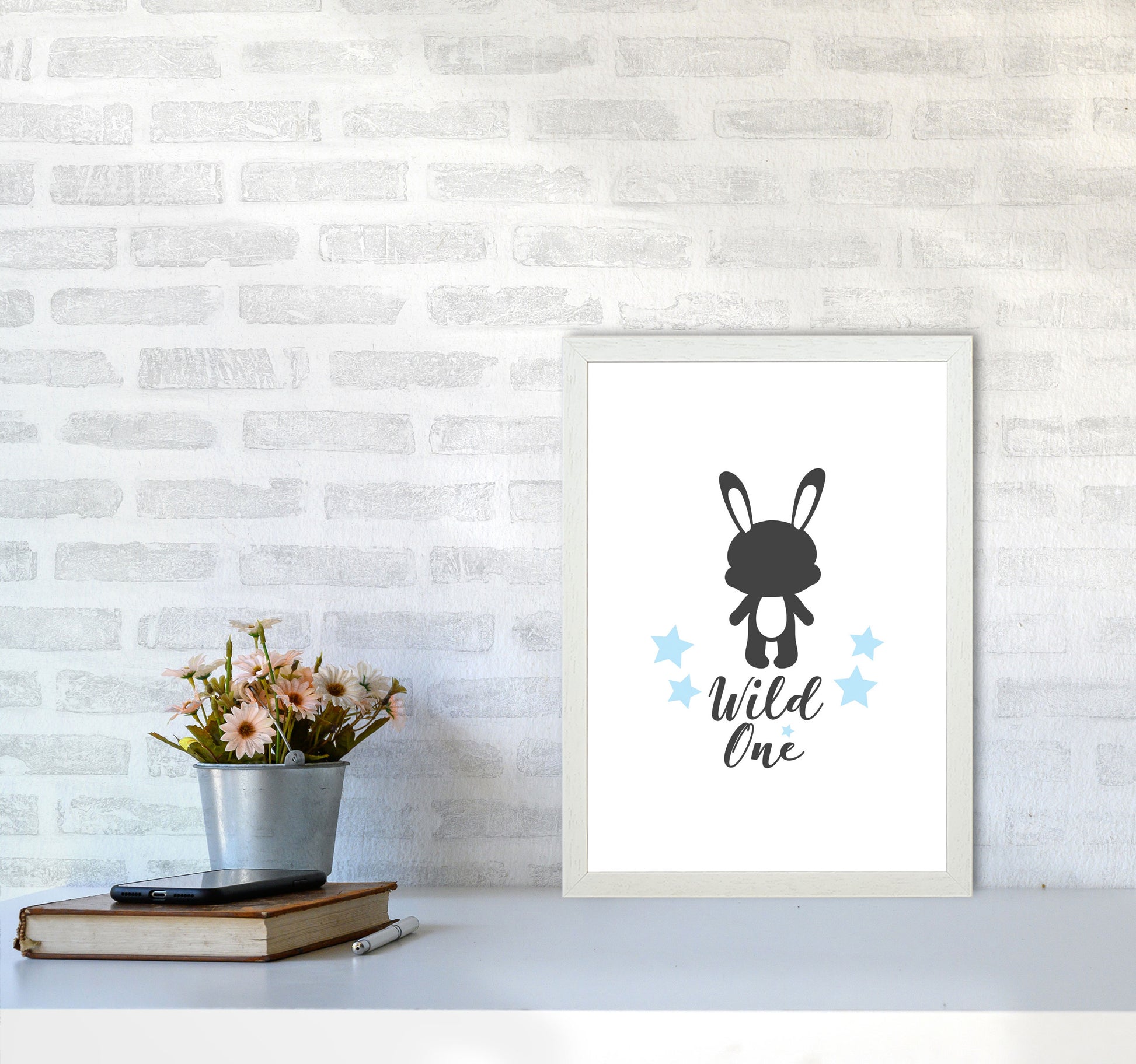 Wild One Framed Nursey Wall Art Print A3 Oak Frame