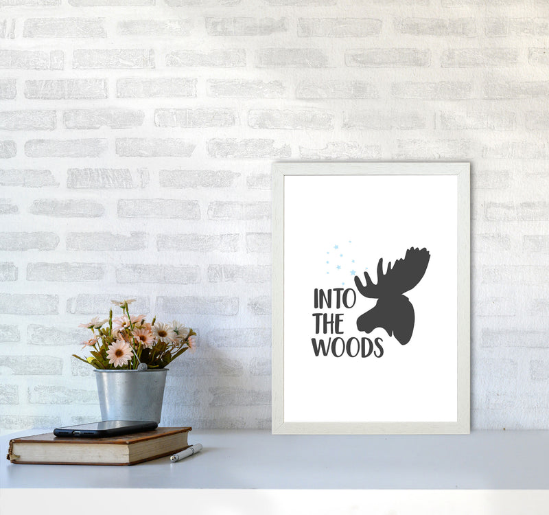 Into The Woods Framed Typography Wall Art Print A3 Oak Frame