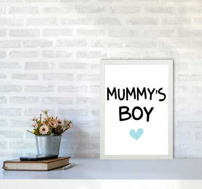 Mummy&#39;s Boy Blue Framed Nursey Wall Art Print A3 Oak Frame