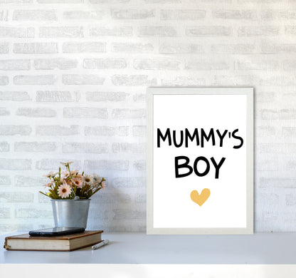 Mummy&#39;s Boy Mustard Framed Nursey Wall Art Print A3 Oak Frame