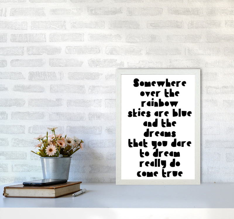 Somewhere Over The Rainbow Black Modern Print A3 Oak Frame