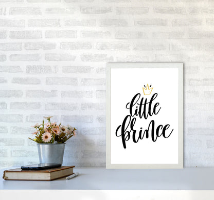Little Prince Gold Crown Framed Nursey Wall Art Print A3 Oak Frame